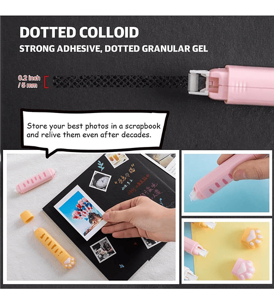 Cinta 2 en 1 Diseño Patita Corrector Blanco + Pegamento Doble Cara