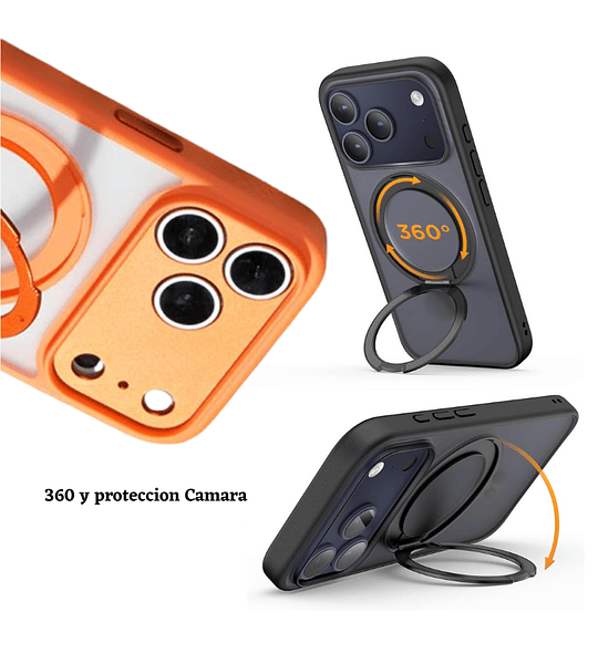  iPhone 17 Pro Funda Americana Soporte Giratorio 360° Magnetico Protección Total Camara