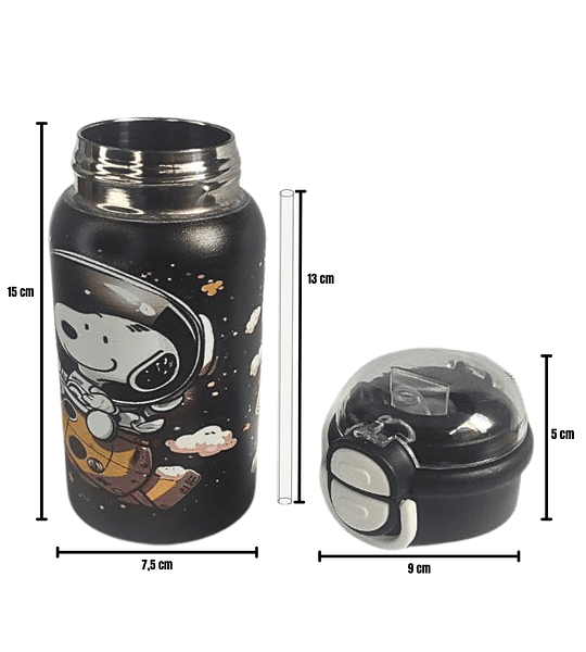 Botella de agua Infantil 750 ml con Pitillo y Correa Ajustable – Botella Escolar Resistente- COPIAR