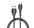 Cable LDNIO LS852 USB a C 2 Metros Carga Rápida 25W Cordón Reforzado Negro