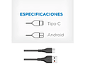 Cable LDNIO LS852 USB a C 2 Metros Carga Rápida 25W Cordón Reforzado Negro