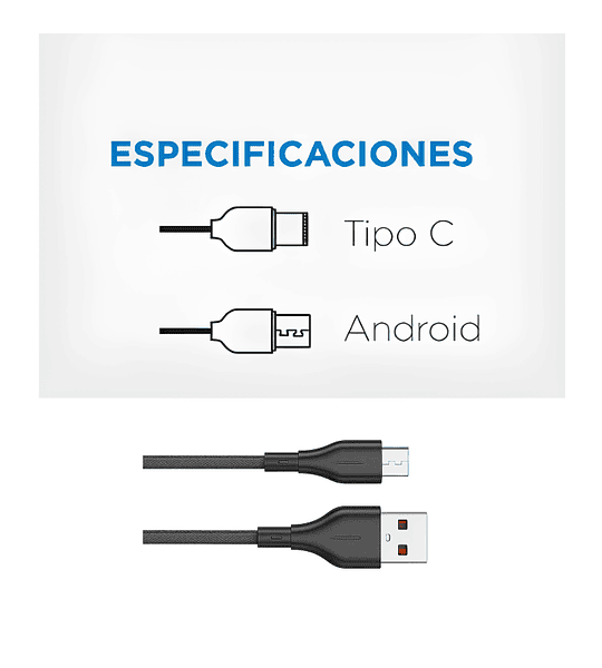 Cable LDNIO LS852 USB a C 2 Metros Carga Rápida 25W Cordón Reforzado Negro