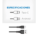 Cable LDNIO LS852 USB a C 2 Metros Carga Rápida 25W Cordón Reforzado Negro