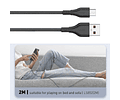 Cable LDNIO LS852 USB a C 2 Metros Carga Rápida 25W Cordón Reforzado Negro