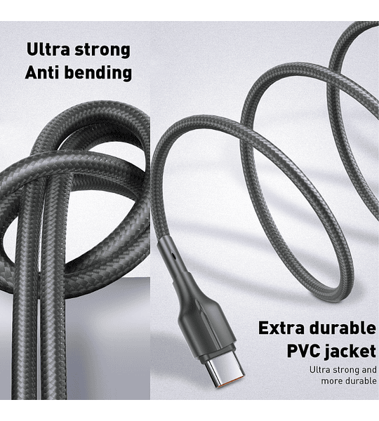 Cable LDNIO LS852 USB a C 2 Metros Carga Rápida 25W Cordón Reforzado Negro
