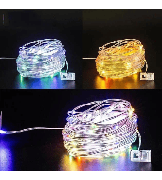 Luces LED Camping Recargables con Guirnalda 10 m Multicolor Lámpara Solar y USB