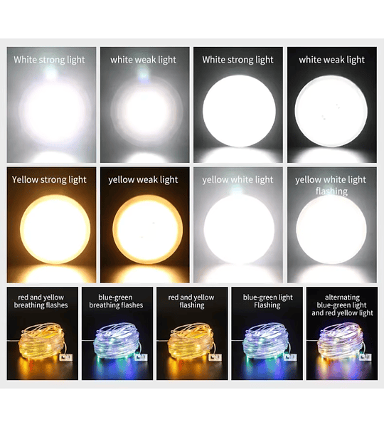 Luces LED Camping Recargables con Guirnalda 10 m Multicolor Lámpara Solar y USB