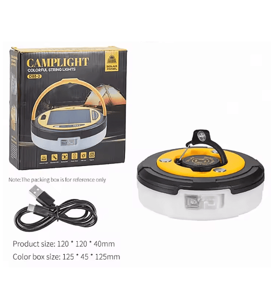 Luces LED Camping Recargables con Guirnalda 10 m Multicolor Lámpara Solar y USB