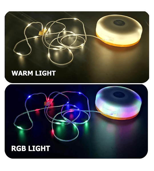 Luces LED Camping Recargables con Guirnalda 10 m Multicolor Lámpara Solar y USB