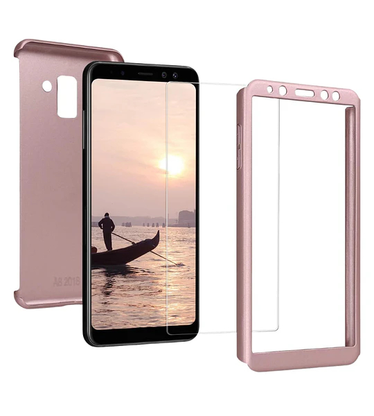 Funda Samsung A8 Plus Estuche 360 con Vidrio
