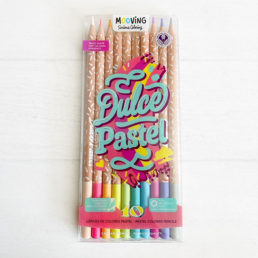 Estuche con 10 lápices colores pastel premium 