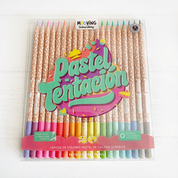 Estuche con 20 lápices colores pastel premium 