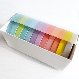 Set 12 Washi Tapes Rainbow Pastel