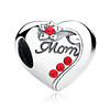 Corazon mom rojo, charms plata 925