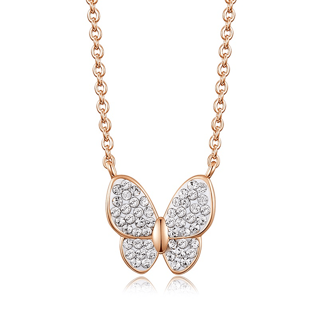 Collar Mariposa con Cristales Swarovski® - Aleación y Oro Rosado