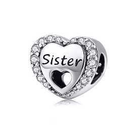 Love Sister Heart Charms Plata 925 
