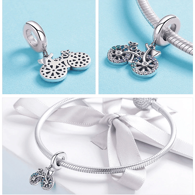 Love Bicycle Charms Colgante Plata 925