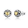 Aros Plata 925  Corazon Calado Gold 