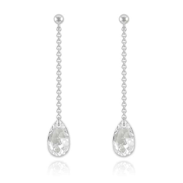 Aros Pear Silver Drop Colgantes con Cristal Swarovski®-Plata 925 y Rodio