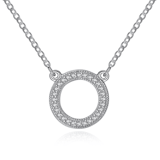 Collar Plata 925 Round Circle Eternity 