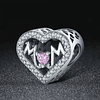 Mom Pink Heart Charms Plata 925