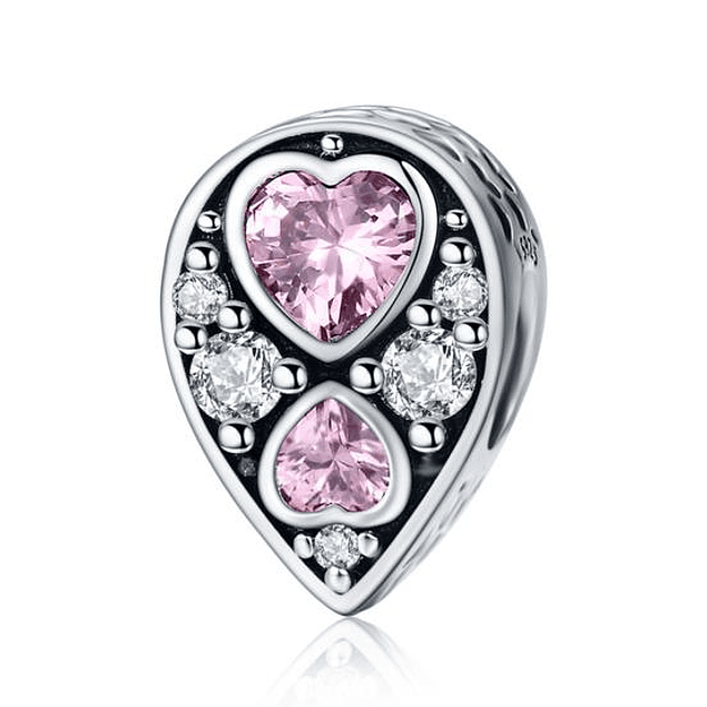 Heart Pink  Charm Plata 925