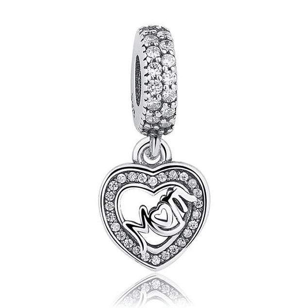 Corazón Mom Colgante Charm Plata 925