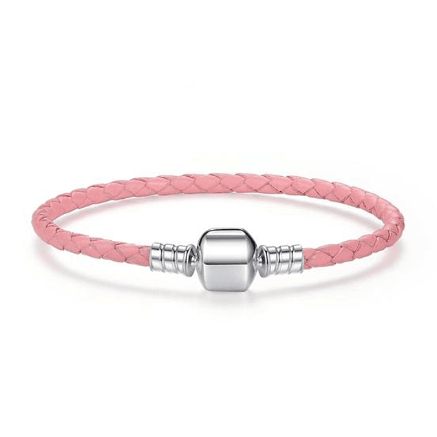 Pulsera Cuero Rosada 20cm