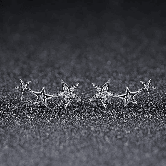 Aros de Plata 925 Triple Estrella