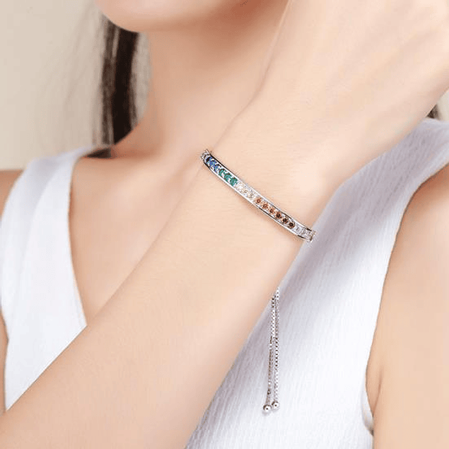 Pulsera Arcoíris Platinada Ajustable