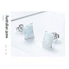 Aros rectangulares con Opalo Blanco - Plata 925 y Rodio