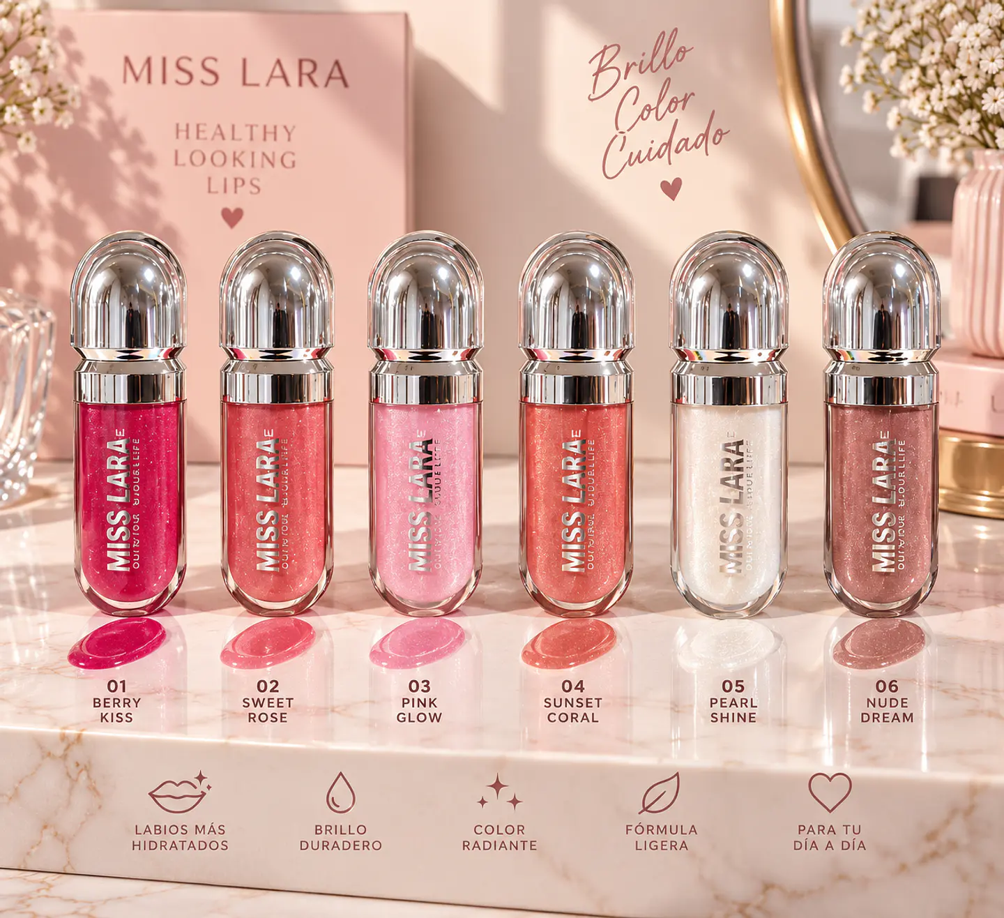 Labial Dupe de Kiko Milano con Brillo y Color Miss Lara 1