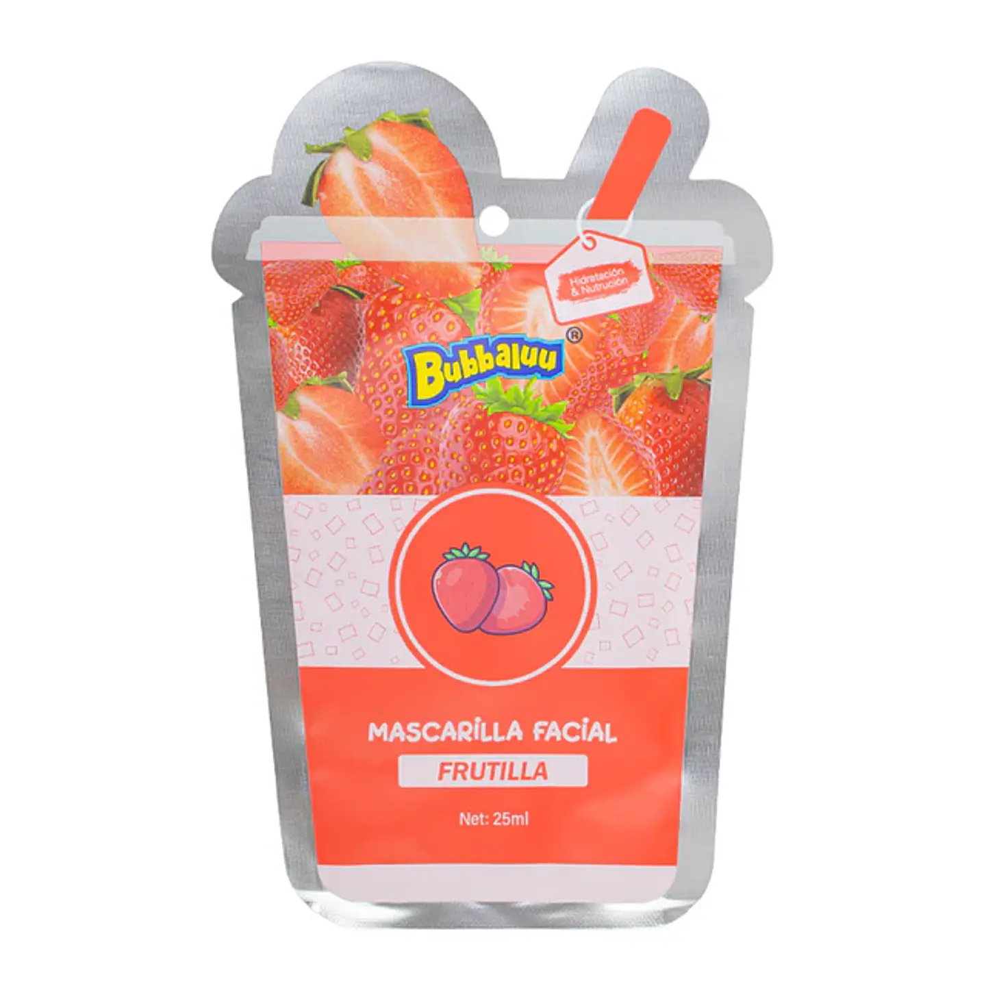 Mascarilla Facial Bubbaluu Hidratación y Nutrición - FRUTILLA 1