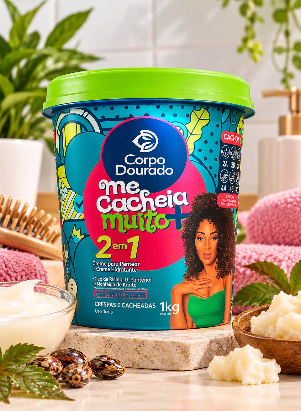 Mascarilla Capilar y Crema de Peinar Me Cacheia Muito 1 kg – Corpo Dourado 1