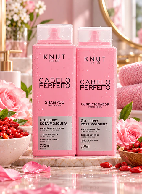 Kit Cabelo Perfeito Shampoo 750ml y acondicionador 550ml Hidratante y Nutritivo Knut