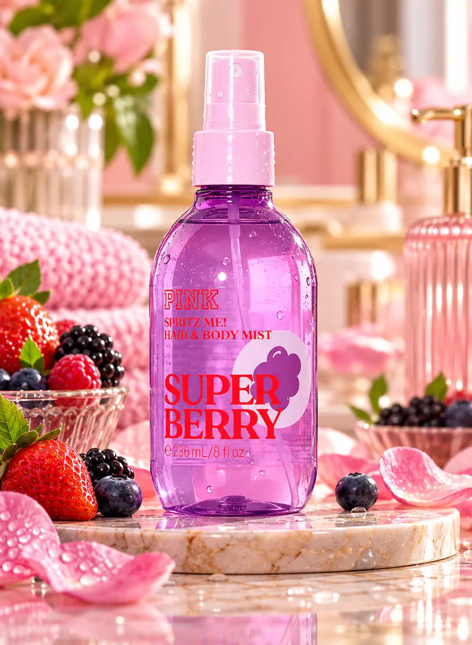 Body Mist y Perfume para Cabello Pink Super Berry 236 ml 1