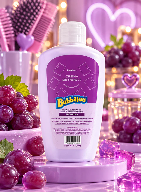 Crema para Peinar Cabellos Rizados Bubbaluu 250 ml – Aroma Uva
