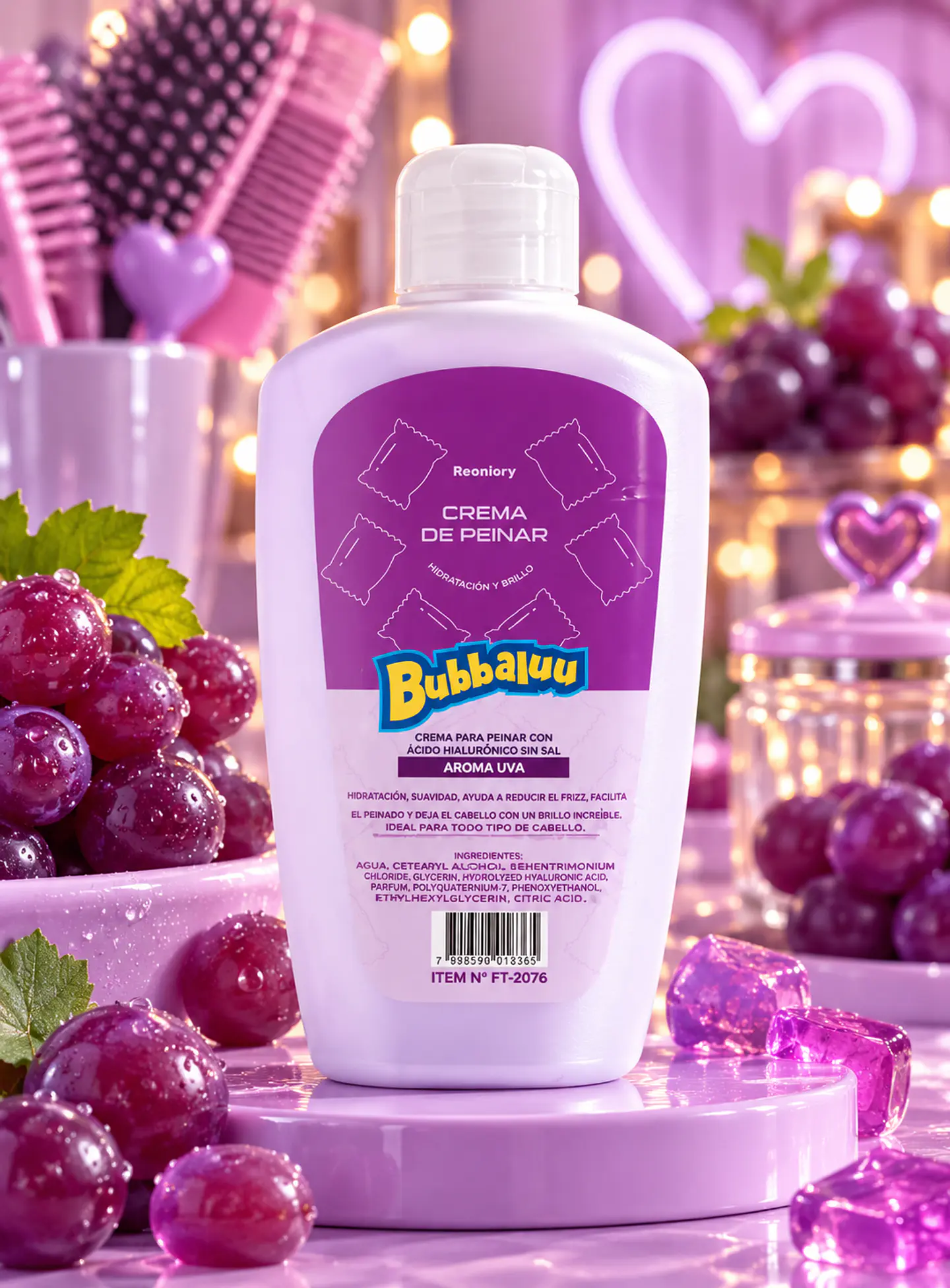 Crema para Peinar Cabellos Rizados Bubbaluu 250 ml – Aroma Uva 1