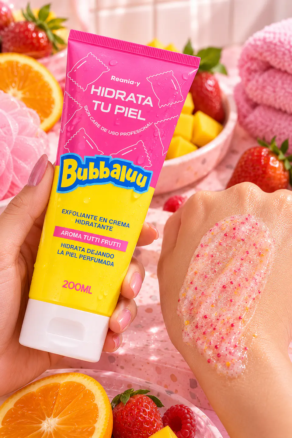 Exfoliante en Crema Hidratante Bubbaluu – Aroma Tutti Frutti 1