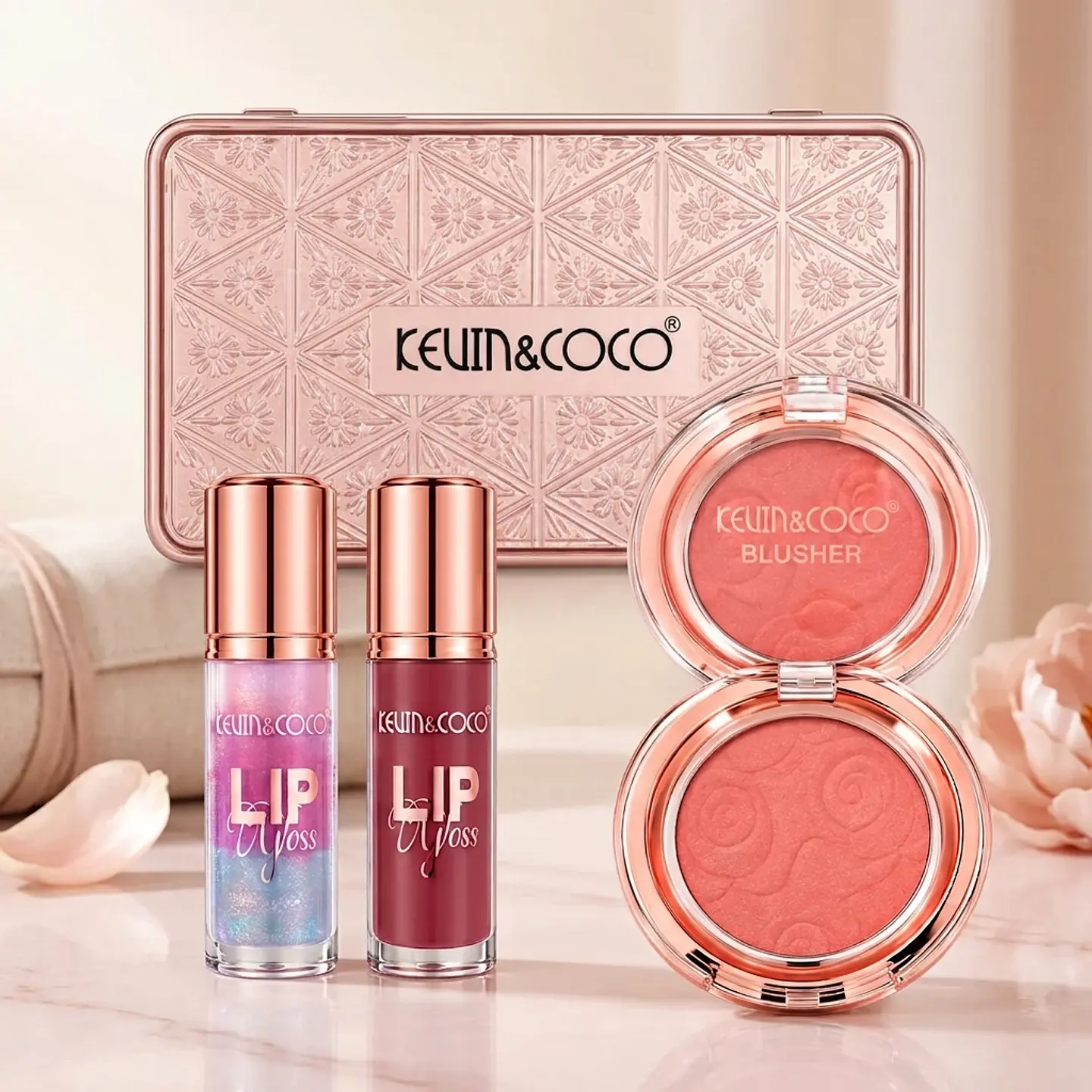 Set rubor en polvo +  2 Labiales liquidos  1