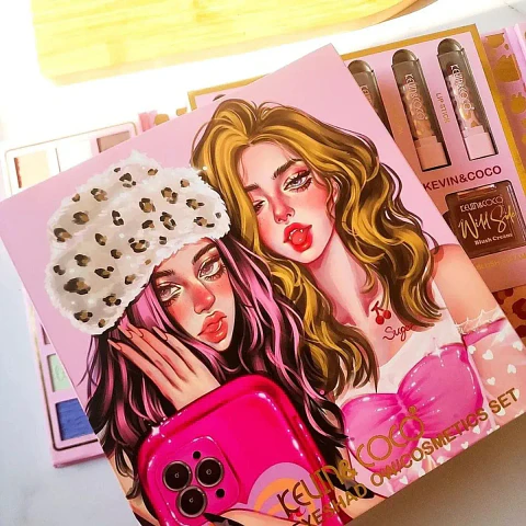 Set de Maquillaje Kevin & Coco – Iluminadores, Sombras y Labiales