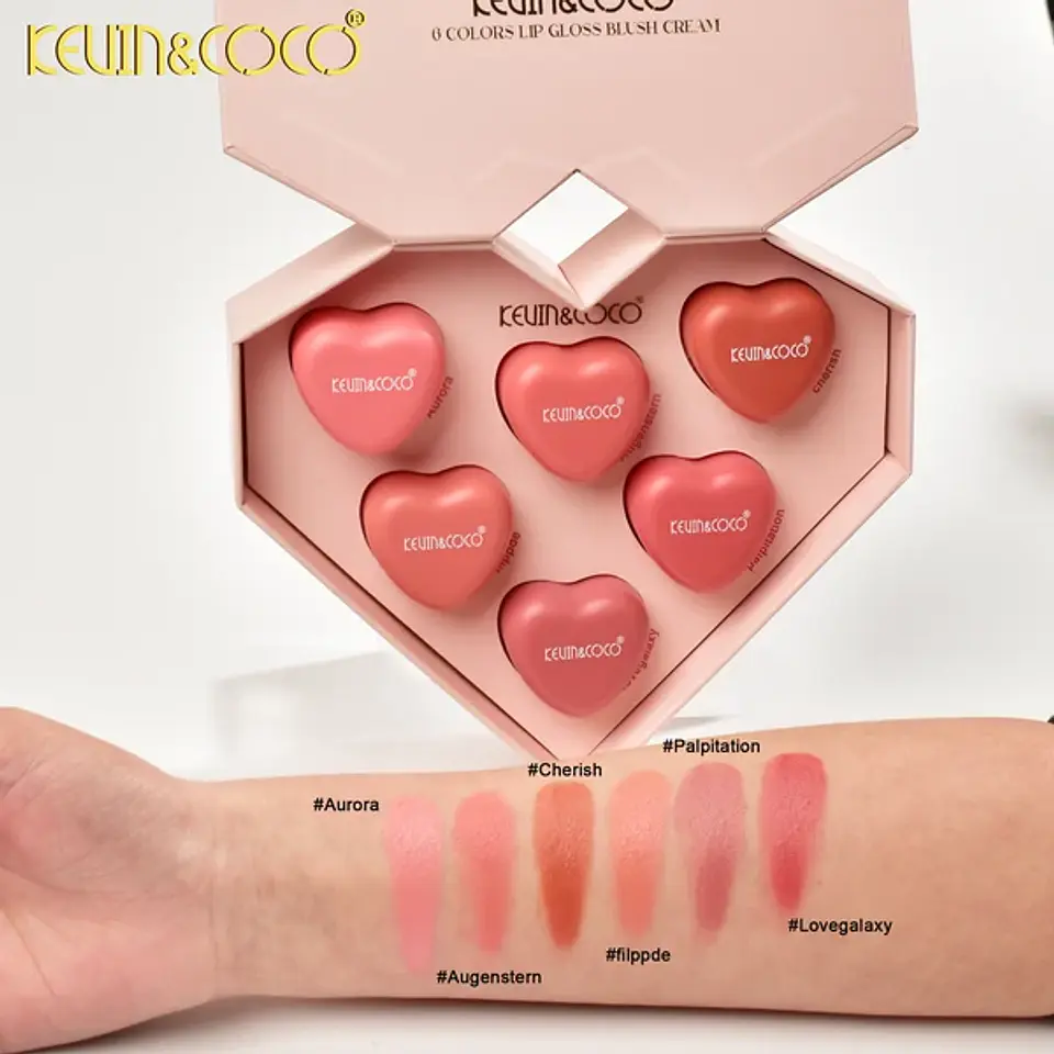 Set Corazón de 6 Rubores en Crema 2