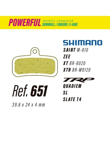 Pastillas LESS BRAKES Powerful 651 | Shimano Saint, Zee XT-XTR, TRP Slate T4, DH-R Evo 2