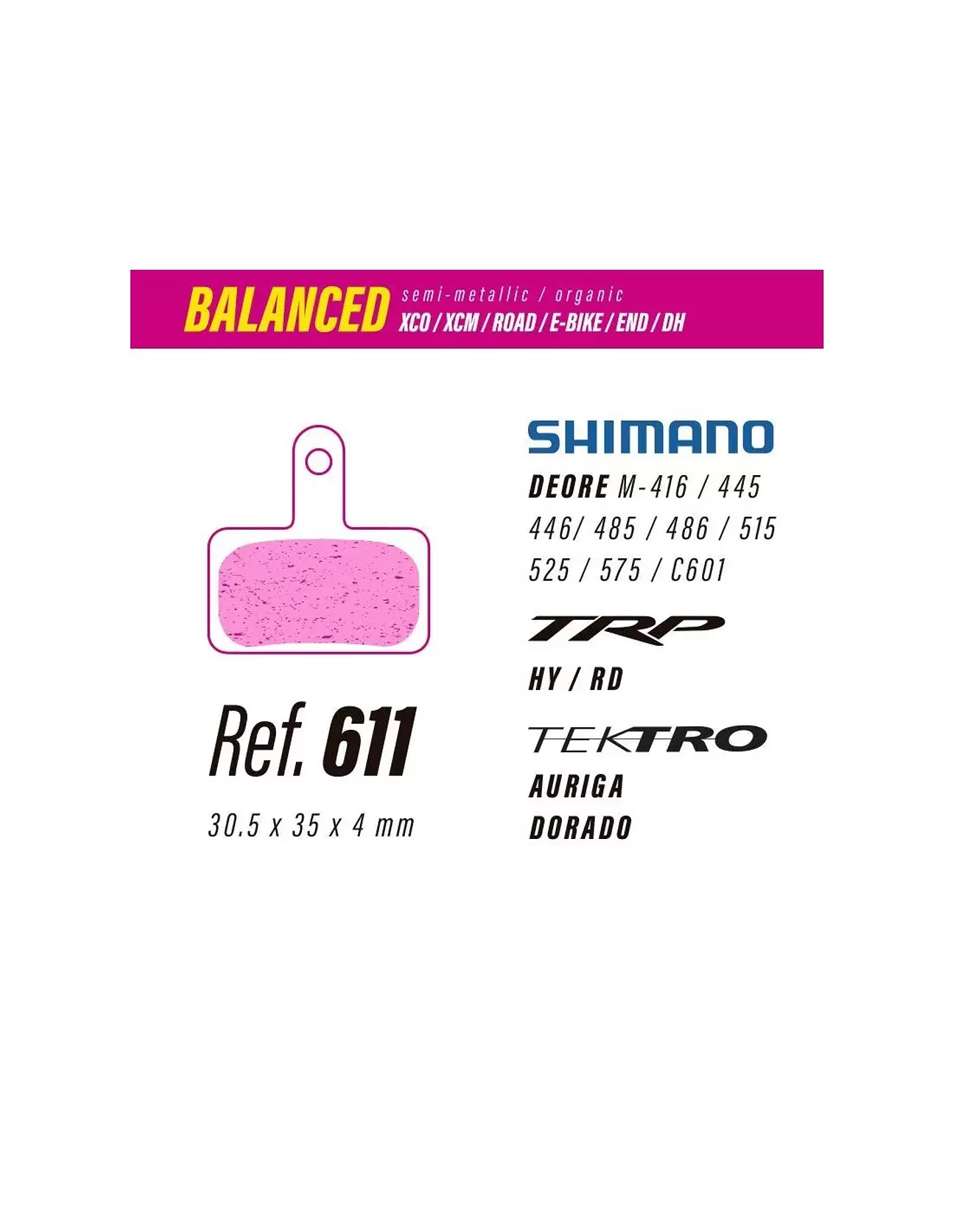 Pastillas LESS BRAKES Balanced 611 | Shimano Deore, TRP, Tektro 2