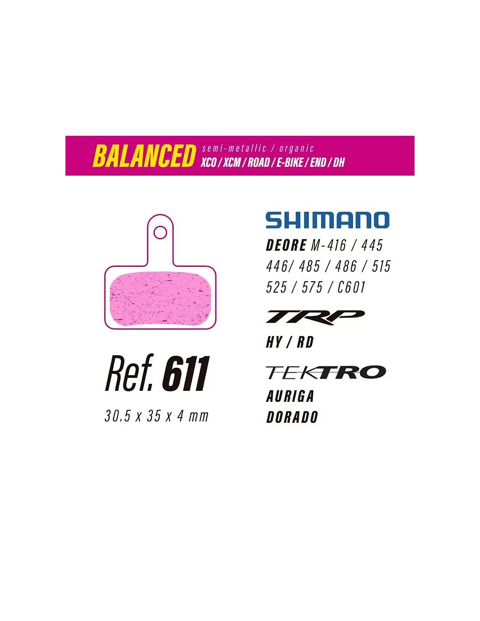 Pastillas LESS BRAKES Balanced 611 | Shimano Deore, TRP, Tektro 2