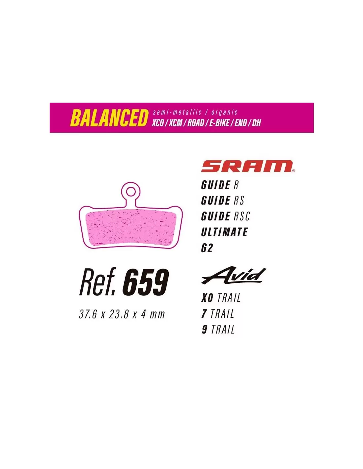 Pastillas LESS BRAKES Balanced 659 | Sram Guide - Ultimate - G2 / Avid XO-7-9 2