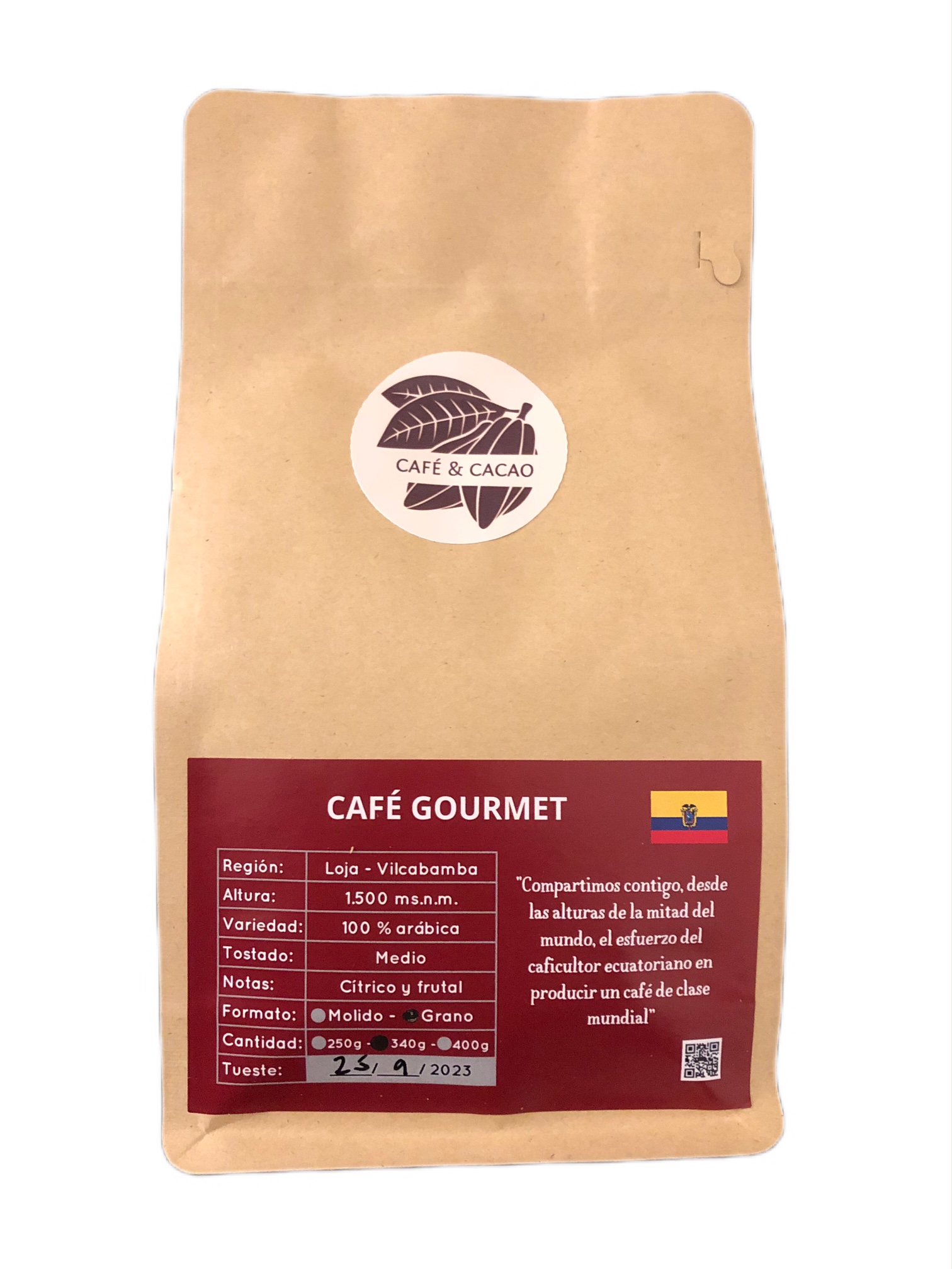 14034 Café Ecuador Loja Sun dried Bio bolsa de 1kg, en grano / Café Gourmet  > Café