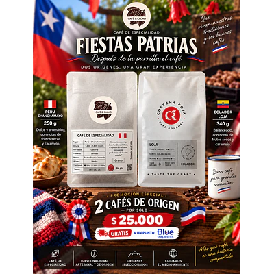 Duo dieciochero Ecuador-Perú. 590 g café especialidad y gourmet.