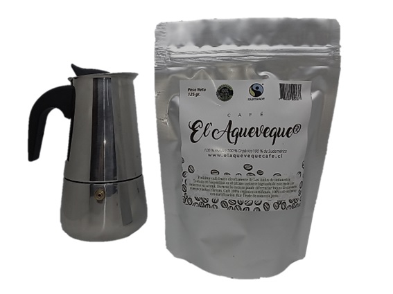 Pack Cafetera 4 Tazas + 250gx2(500g) Café