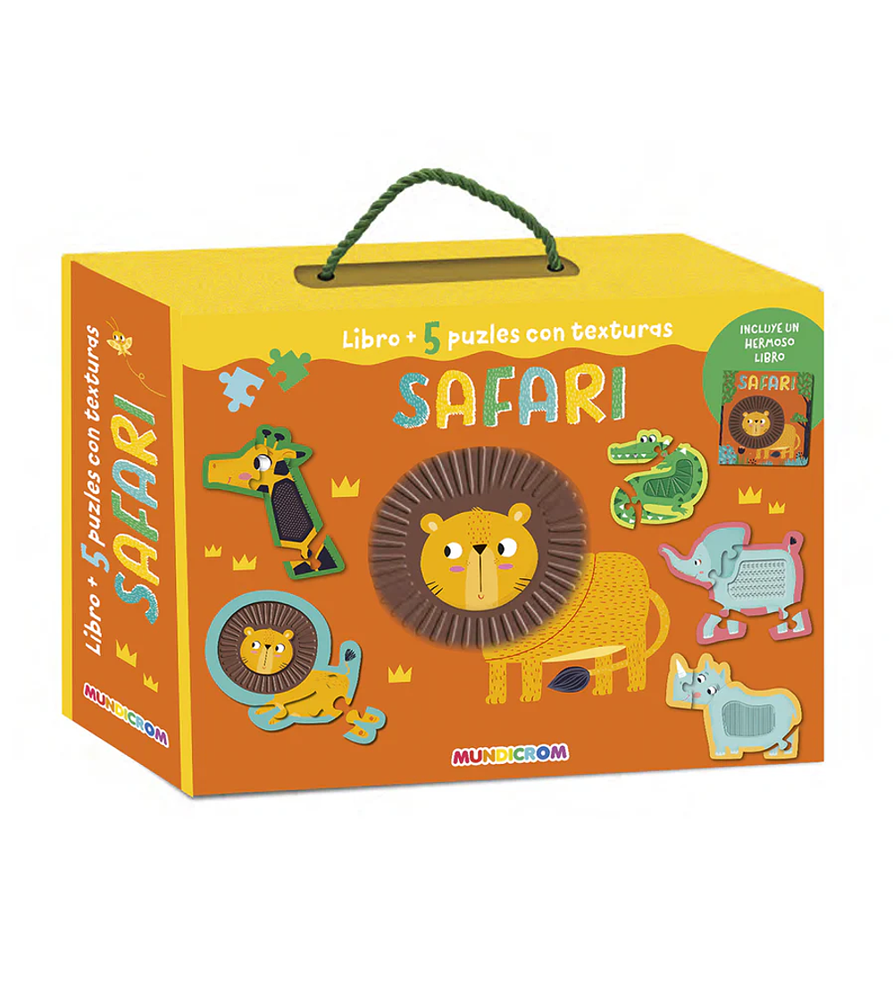 LIBRO + 5 PUZLES CON TEXTURA SAFARI